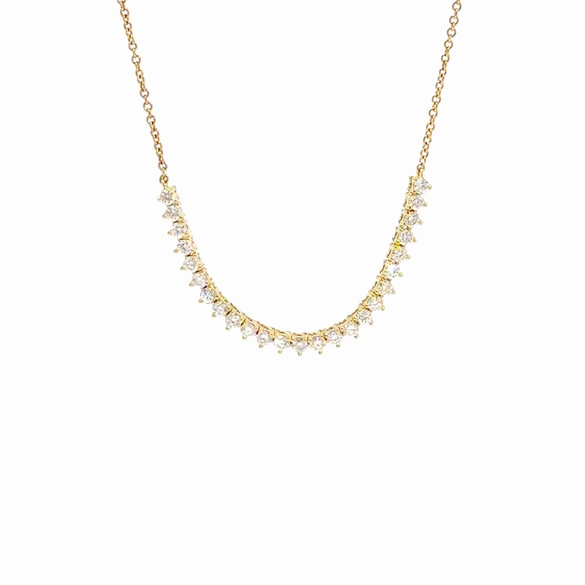 Collar Tennis De Diamante En Oro Amarillo De 14K