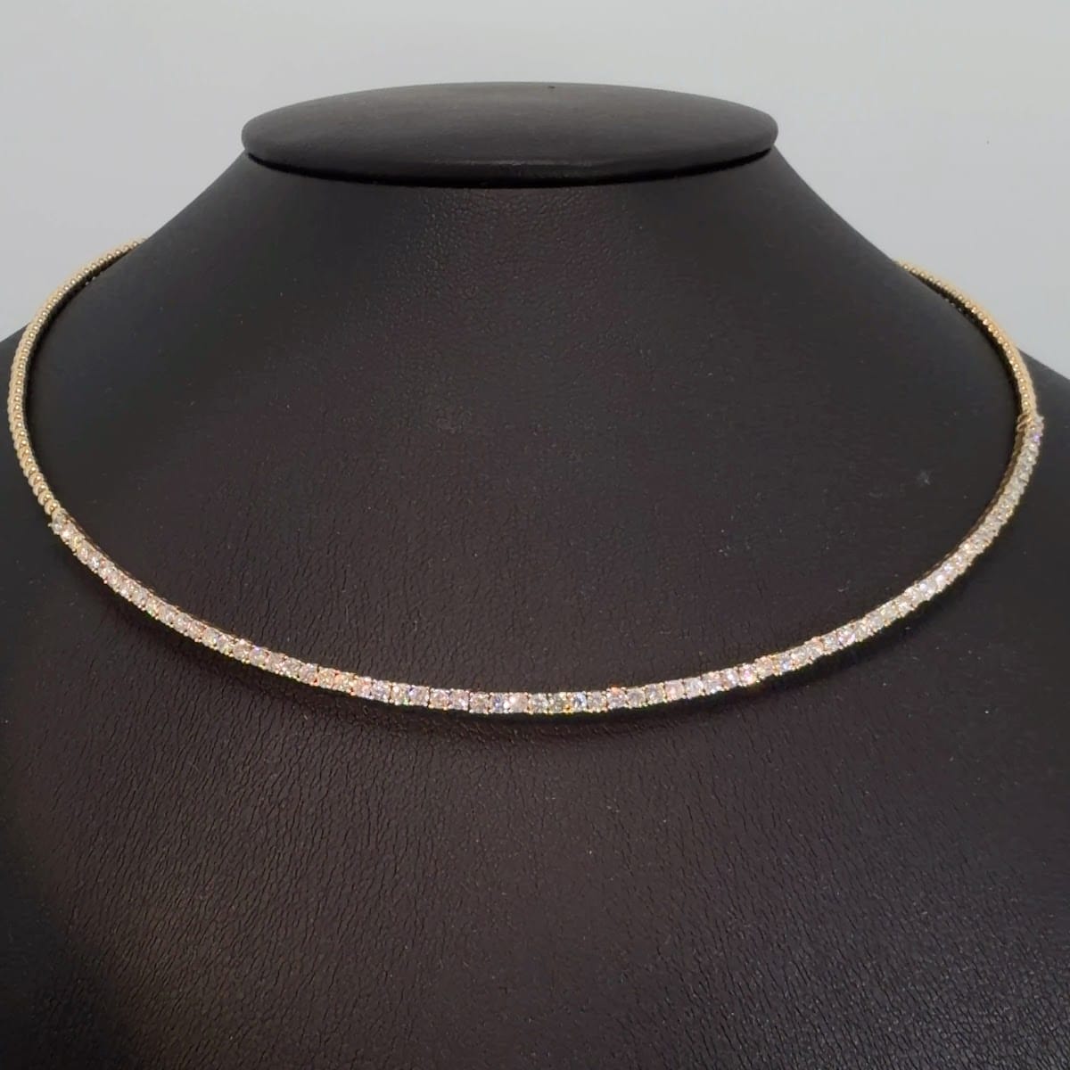 Collar Choker Tennis De Diamante En Oro Amarillo De 14K