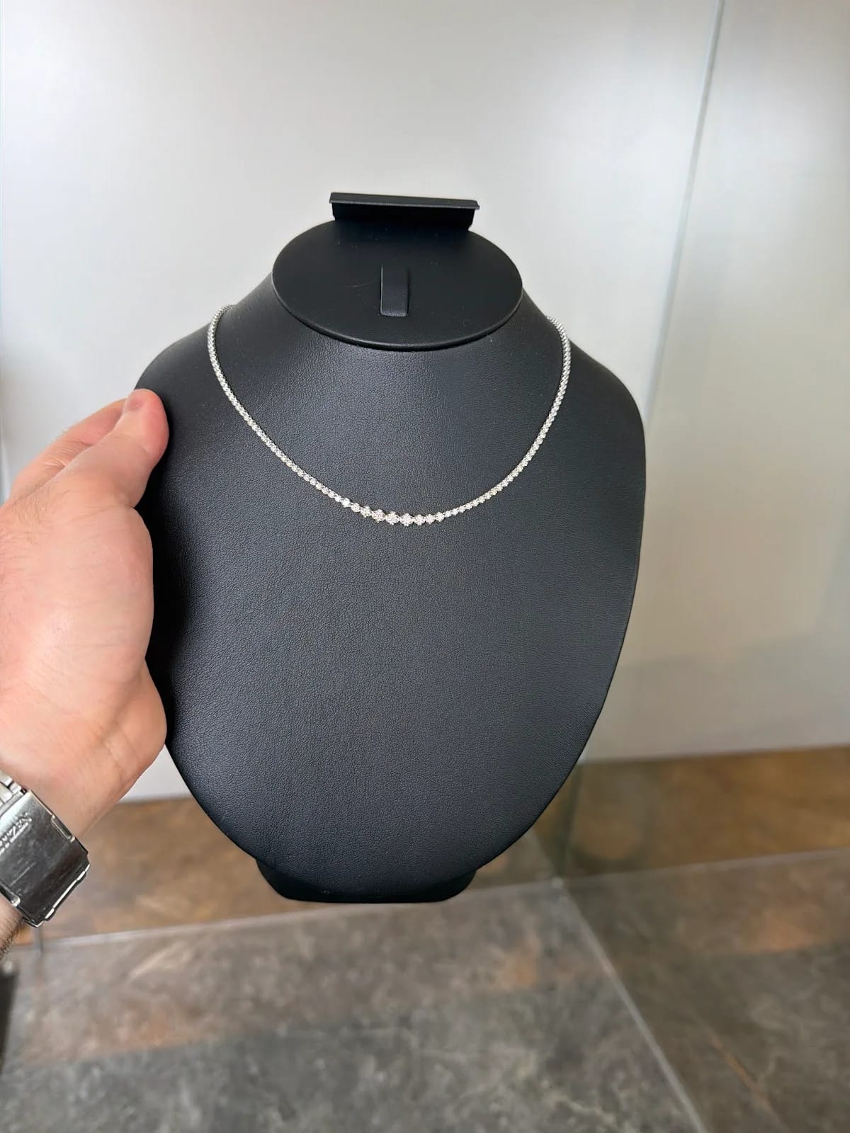 Collar Riviera De Diamante En Platino