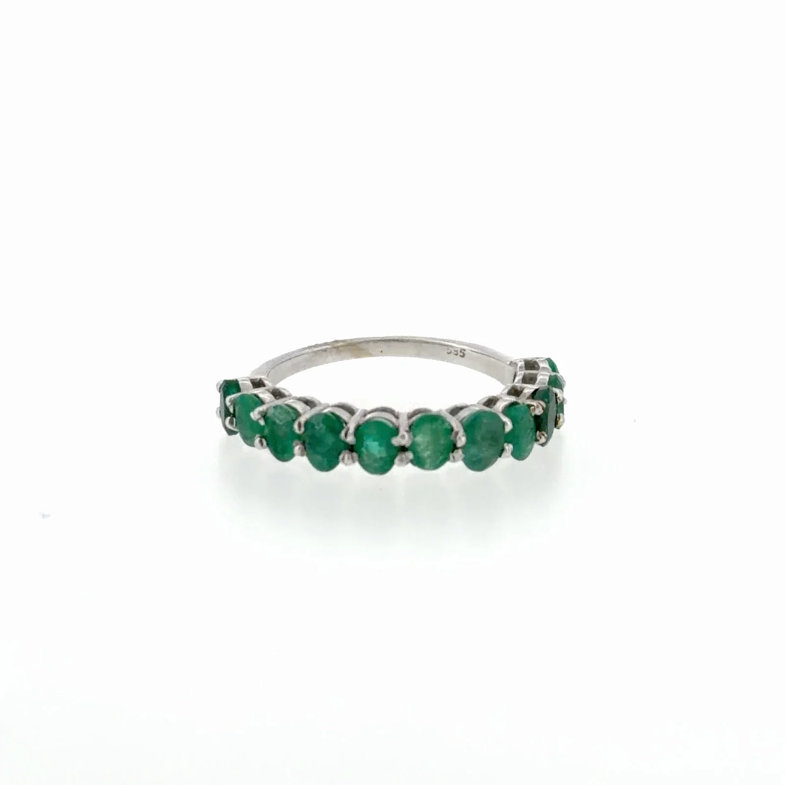 Anillo Churumbela De Esmeralda En Oro Blanco De 14K