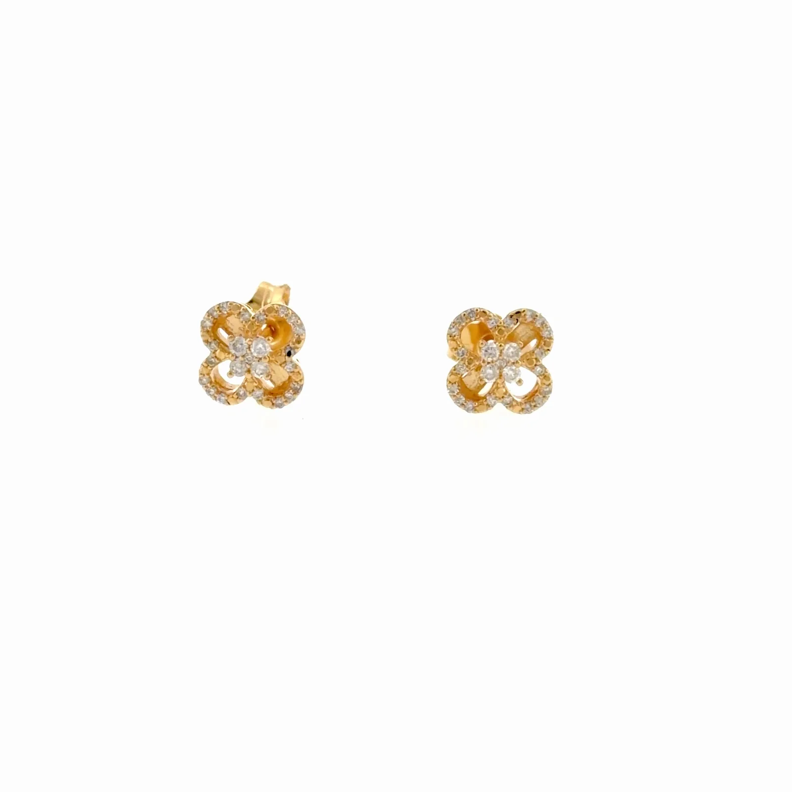 Aretes Studs De Diamante En Oro Amarillo De 14K